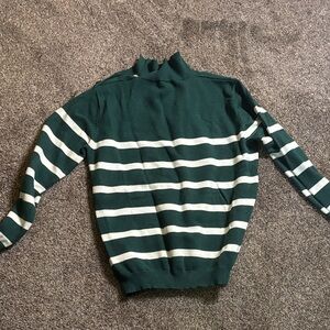 Green and White Striped Woman’s Sweater